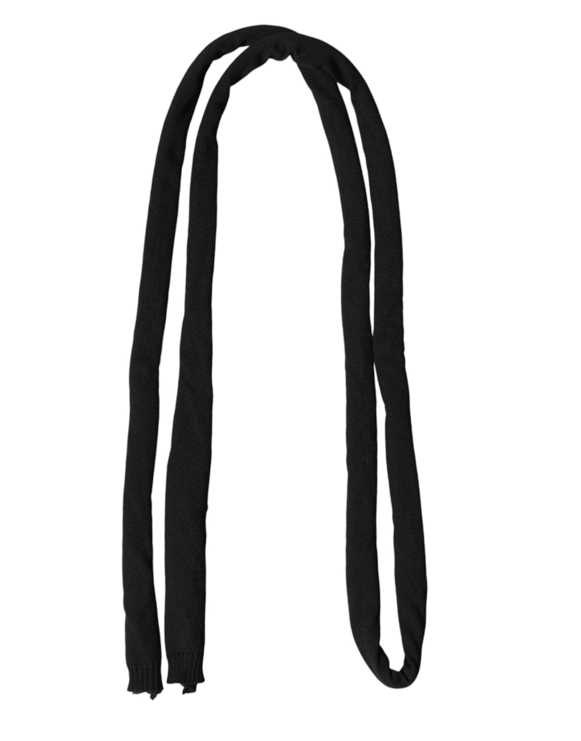 Dolce & Gabbana Black Wool Knitted Neck Wrap Shawl Men Scarf - ClickThatClicks 