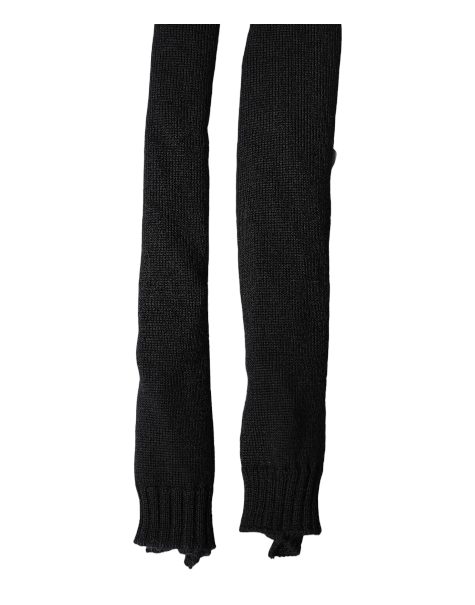 Dolce & Gabbana Black Wool Knitted Neck Wrap Shawl Men Scarf - ClickThatClicks 