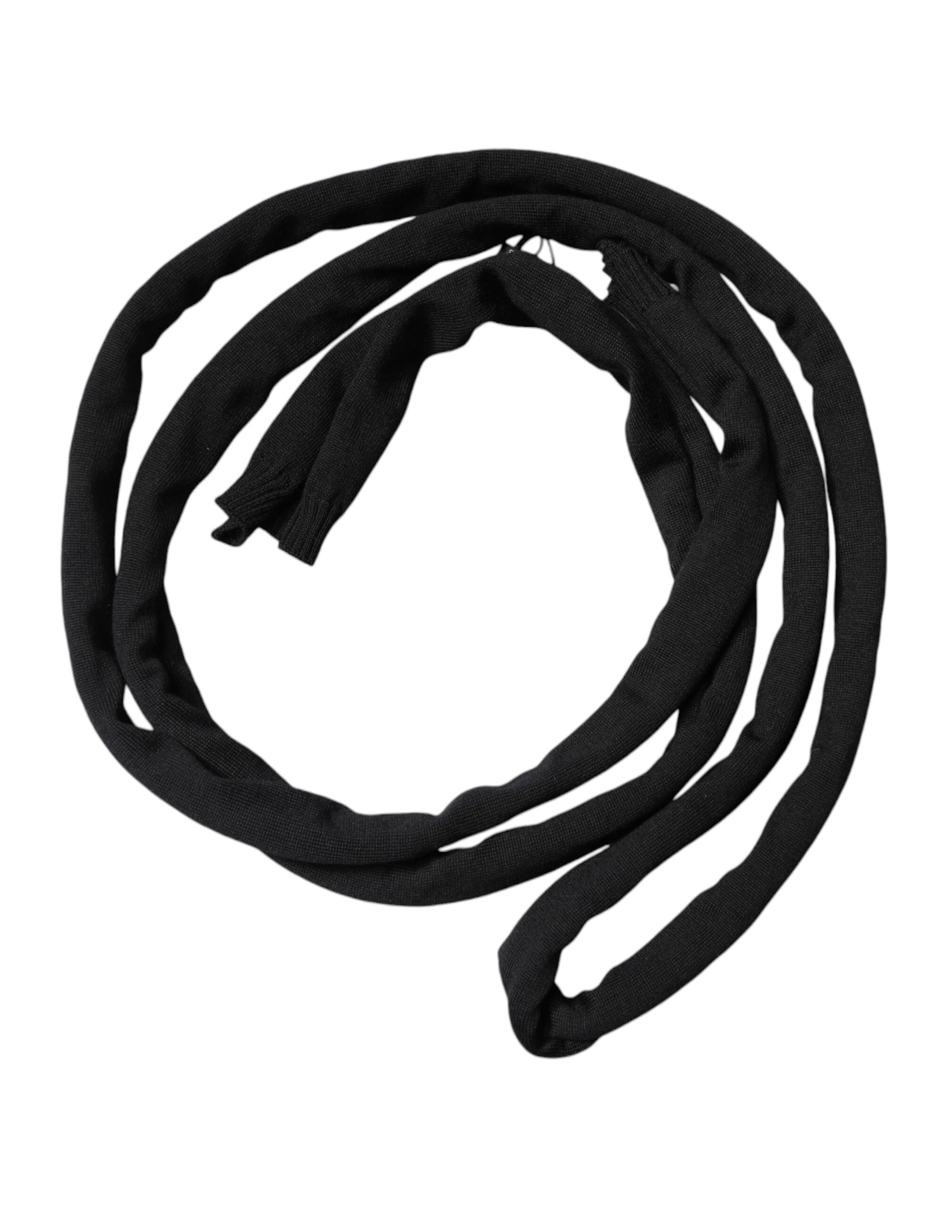 Dolce & Gabbana Black Wool Knitted Neck Wrap Shawl Men Scarf - ClickThatClicks 
