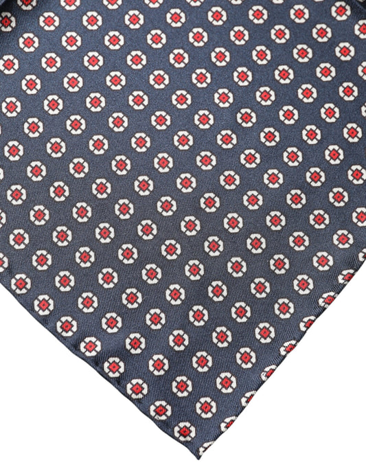 Dolce & Gabbana Blue Patterned Silk Square Handkerchief Scarf