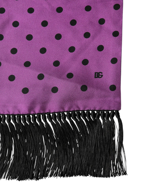 Dolce & Gabbana Violet Polka Dot Fringes Neck Foulard Scarf - ClickThatClicks 