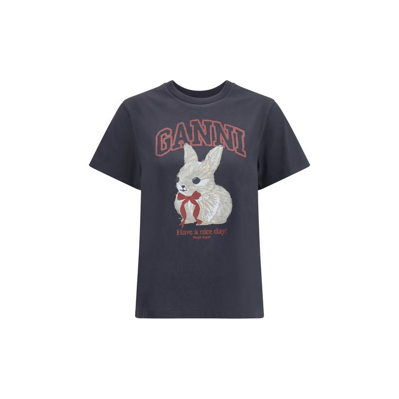 Ganni Black Cotton T-Shirt