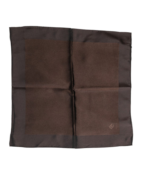 Dolce & Gabbana Brown Logo Silk Square Handkerchief Scarf - ClickThatClicks 