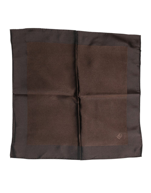 Dolce & Gabbana Brown Logo Silk Square Handkerchief Scarf - ClickThatClicks 