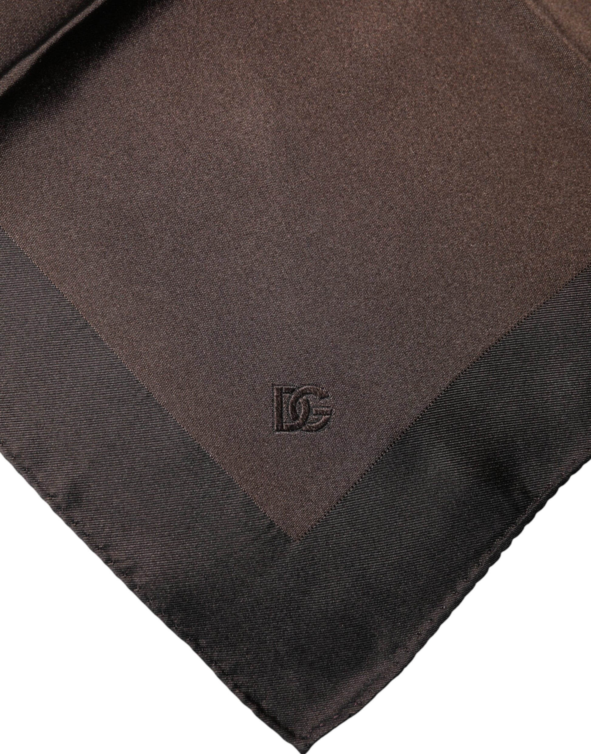 Dolce & Gabbana Brown Logo Silk Square Handkerchief Scarf - ClickThatClicks 