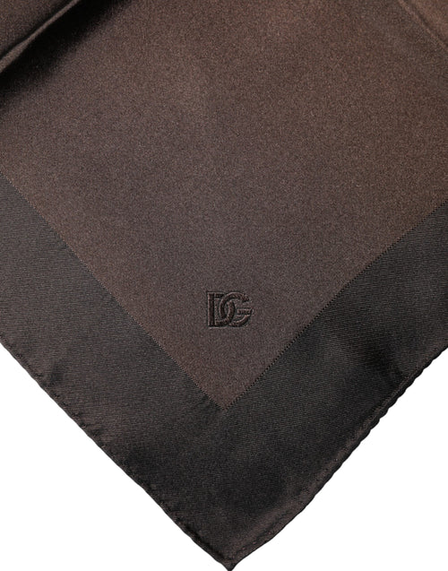 Dolce & Gabbana Brown Logo Silk Square Handkerchief Scarf - ClickThatClicks 