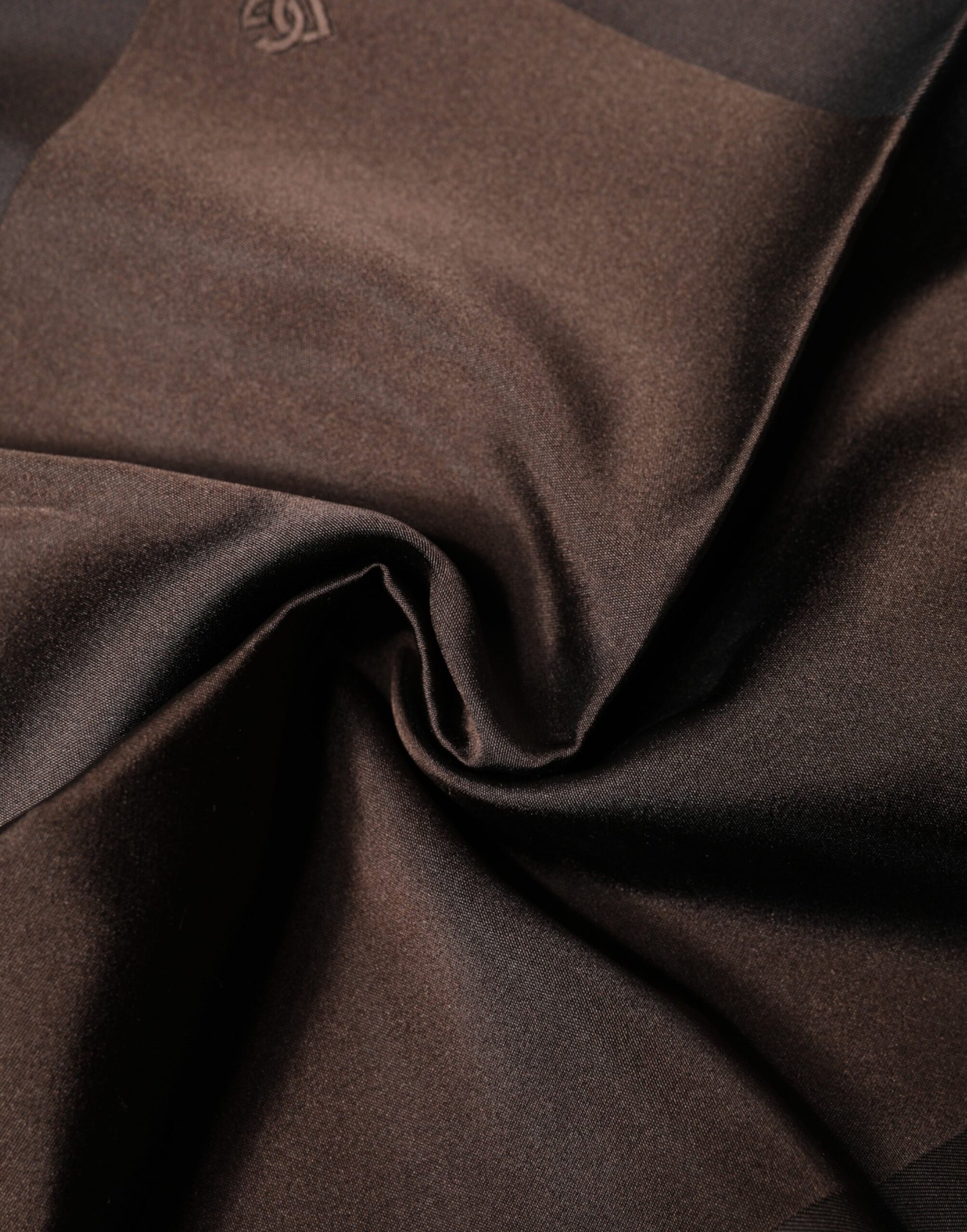 Dolce & Gabbana Brown Logo Silk Square Handkerchief Scarf - ClickThatClicks 