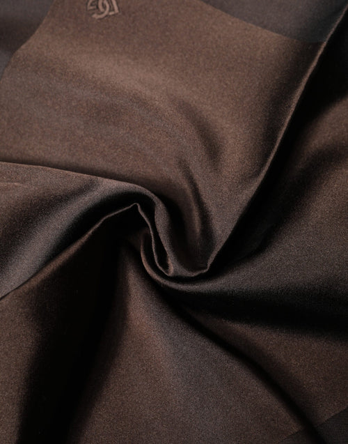 Dolce & Gabbana Brown Logo Silk Square Handkerchief Scarf - ClickThatClicks 