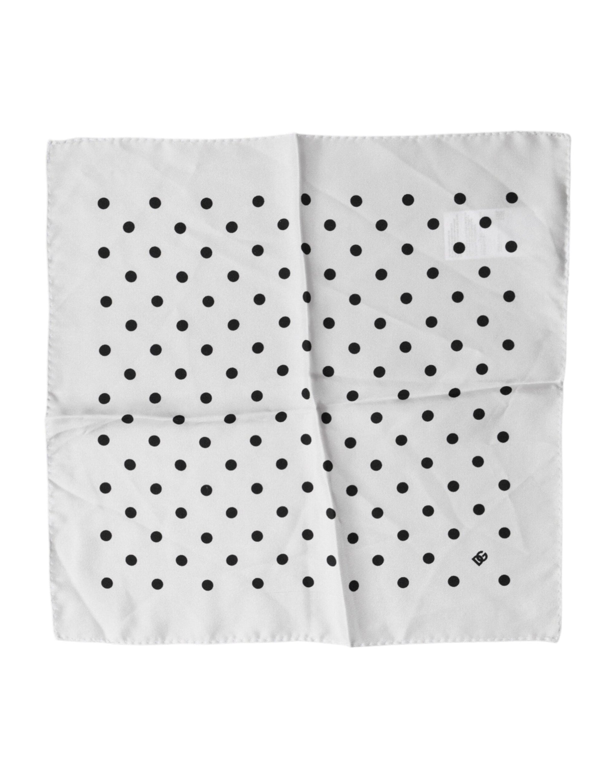 Dolce & Gabbana White Polka Dot Square Handkerchief Scarf - ClickThatClicks 