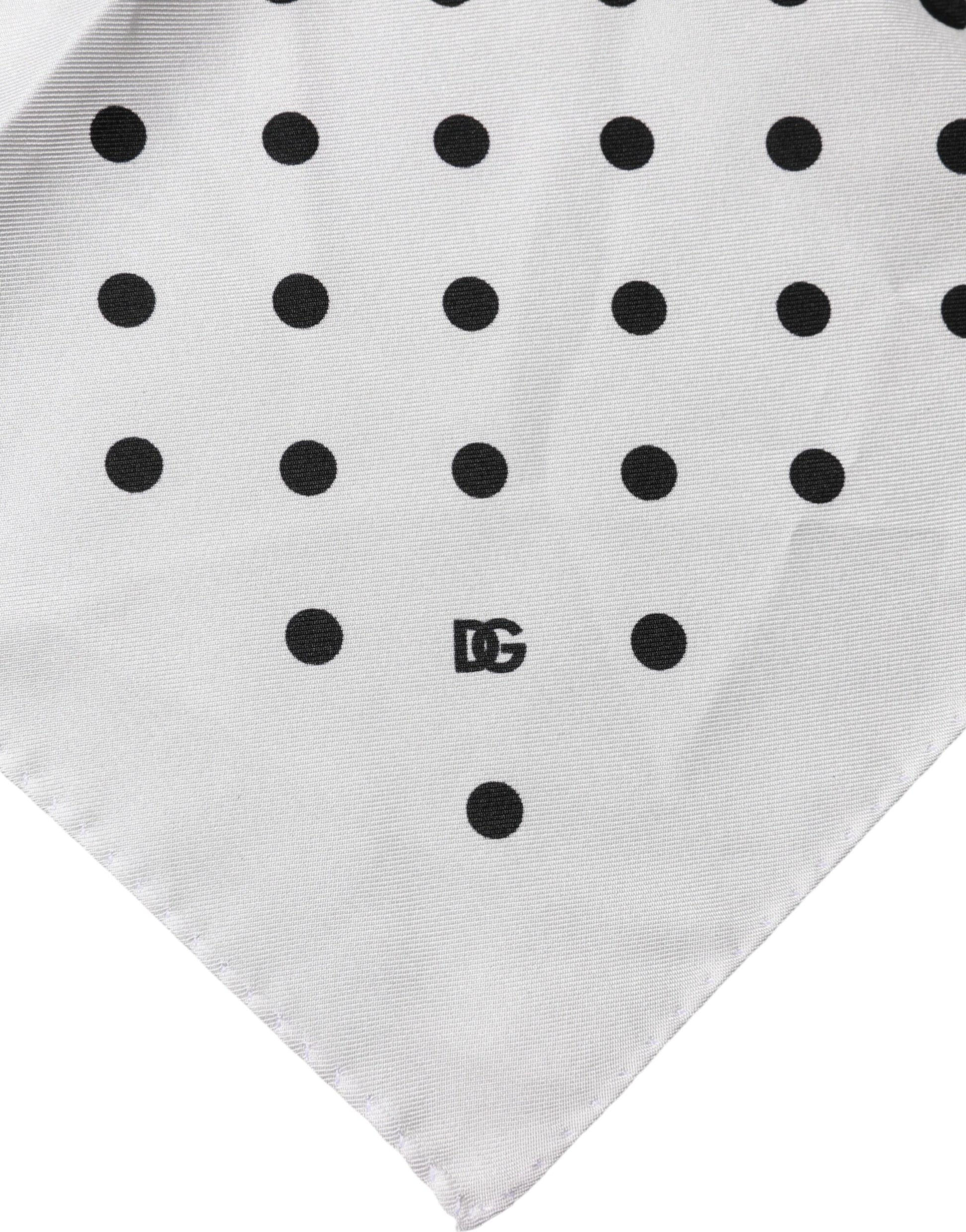 Dolce & Gabbana White Polka Dot Square Handkerchief Scarf - ClickThatClicks 