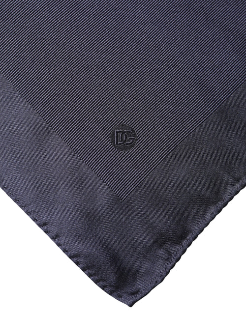 Dolce & Gabbana Blue Logo Silk Men Square Handkerchief Scarf - ClickThatClicks 