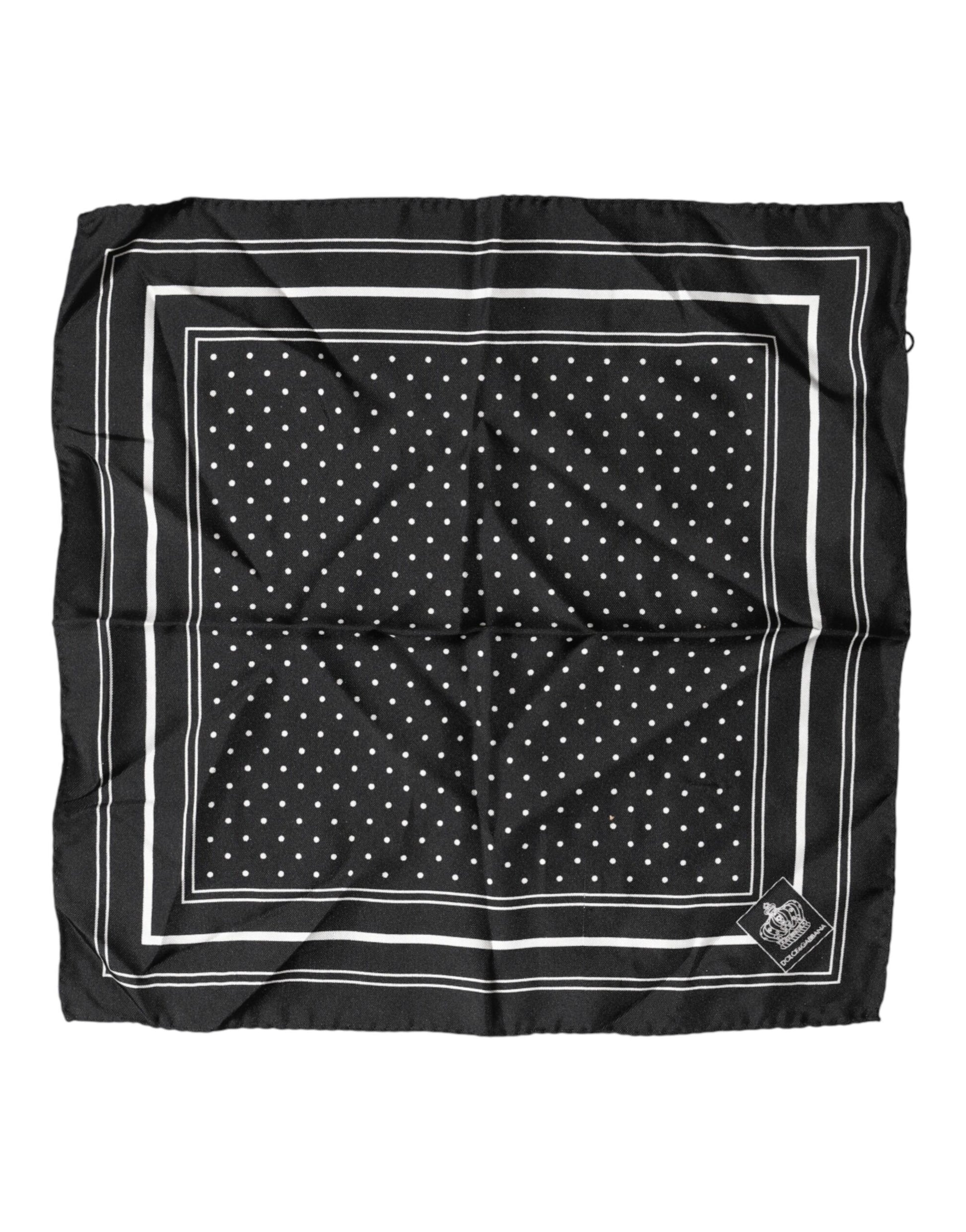 Dolce & Gabbana Scarf Black Poka Dot Men Square Handkerchief - ClickThatClicks 