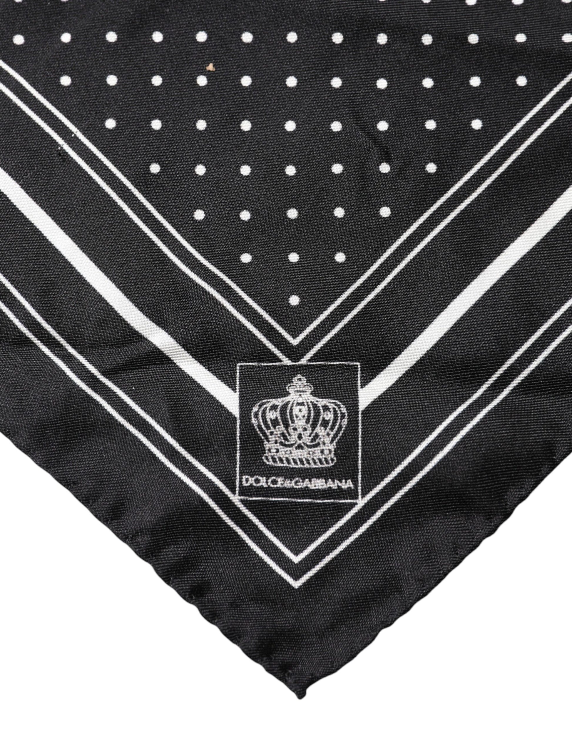 Dolce & Gabbana Scarf Black Poka Dot Men Square Handkerchief - ClickThatClicks 