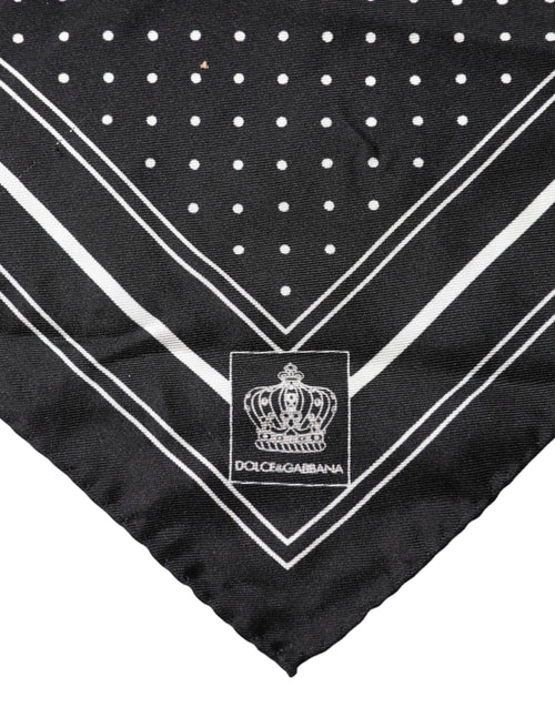 Dolce & Gabbana Scarf Black Poka Dot Men Square Handkerchief - ClickThatClicks 