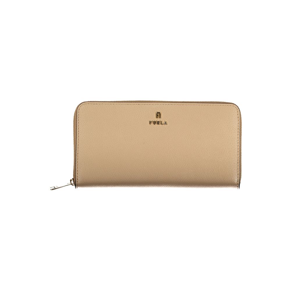 Furla Beige Leather Woman Wallet - ClickThatClicks 