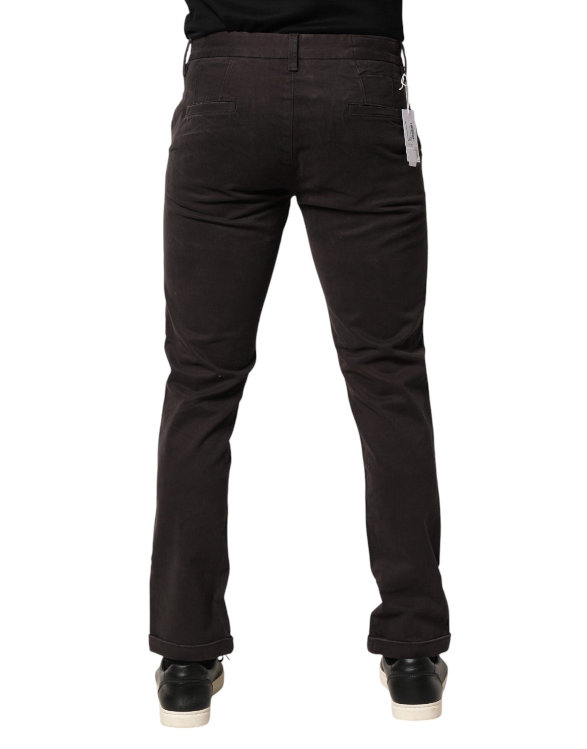 Sun68 Dark Brown Cotton Stretch Skinny Mid Waist Men Trouser Pants - ClickThatClicks 