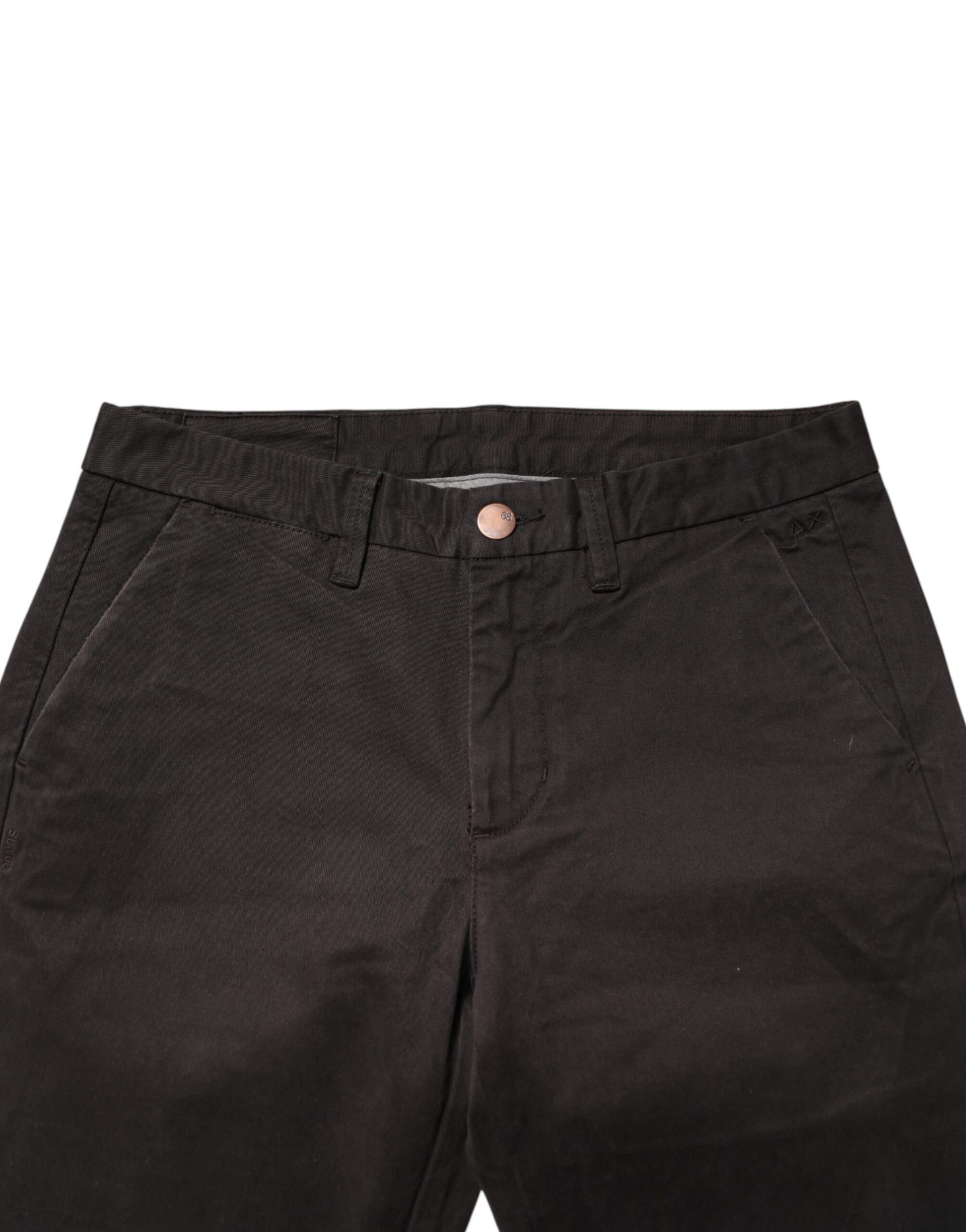 Sun68 Dark Brown Cotton Stretch Skinny Mid Waist Men Trouser Pants - ClickThatClicks 