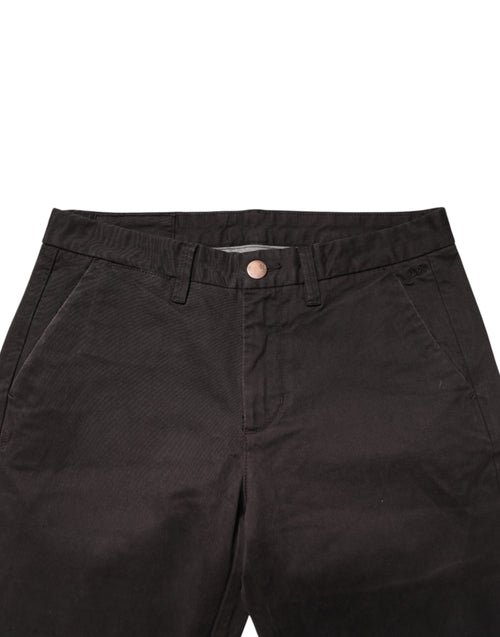 Sun68 Dark Brown Cotton Stretch Skinny Mid Waist Men Trouser Pants - ClickThatClicks 
