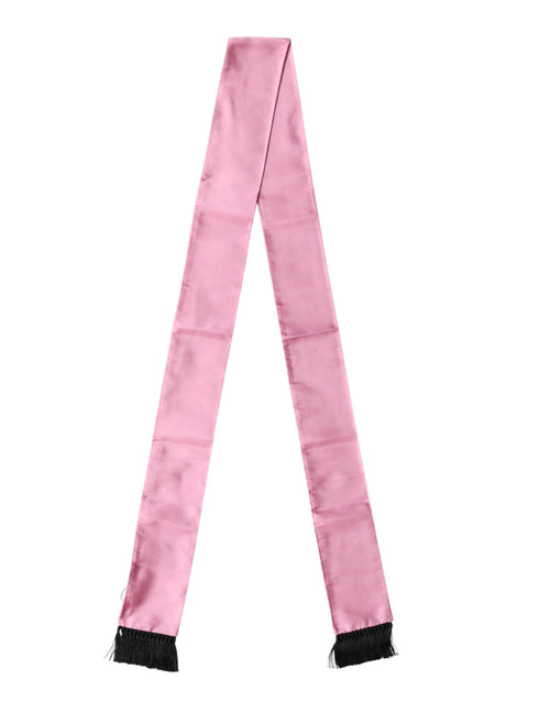 Dolce & Gabbana Pink Silk Fringes Neck Wrap Foulard Scarf - ClickThatClicks 