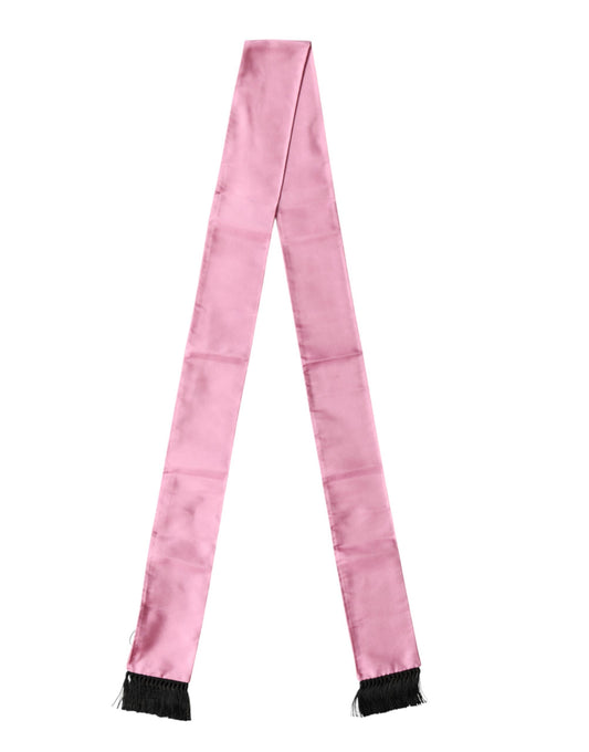 Dolce & Gabbana Pink Silk Fringes Neck Wrap Foulard Scarf - ClickThatClicks 