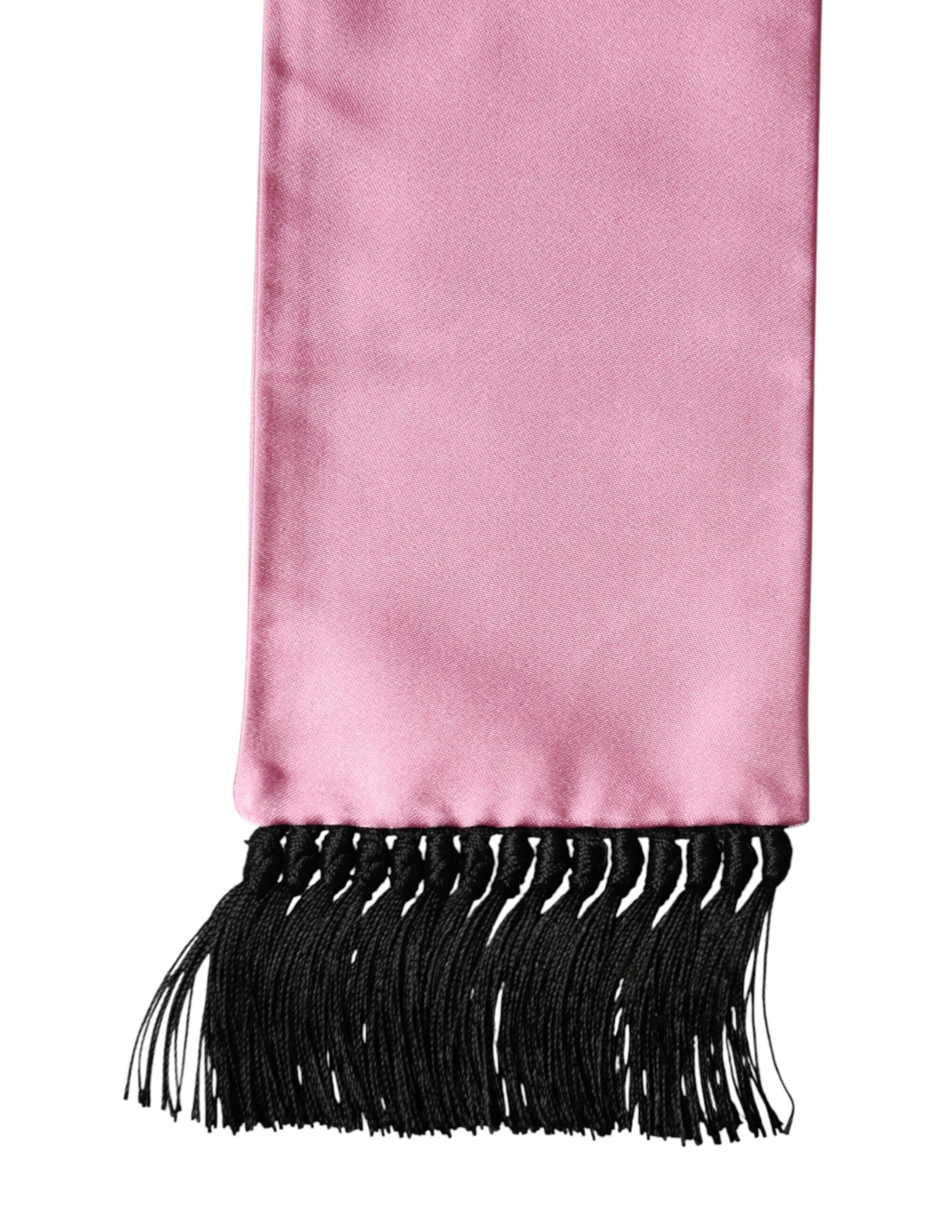 Dolce & Gabbana Pink Silk Fringes Neck Wrap Foulard Scarf - ClickThatClicks 