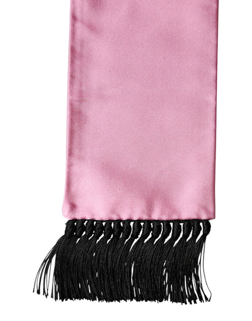 Dolce & Gabbana Pink Silk Fringes Neck Wrap Foulard Scarf - ClickThatClicks 