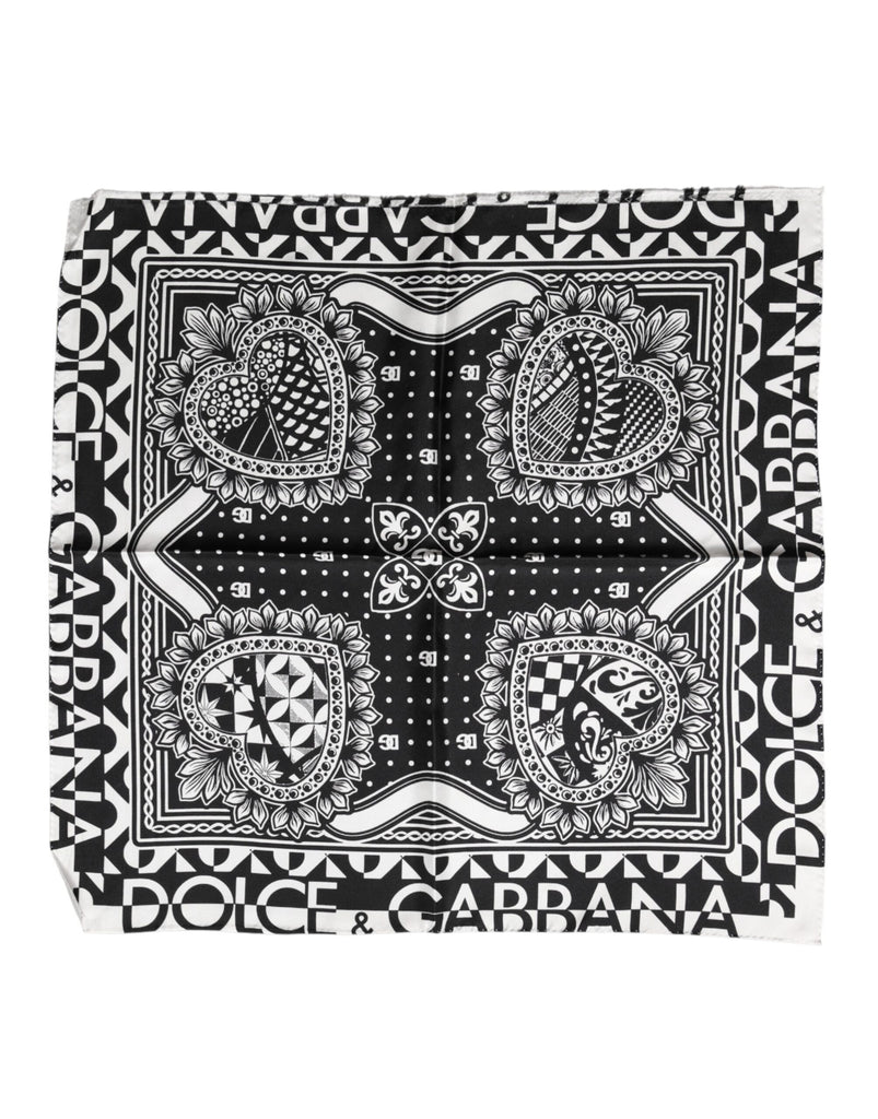Dolce & Gabbana Black Bandana Print Silk Neck Foulard Scarf
