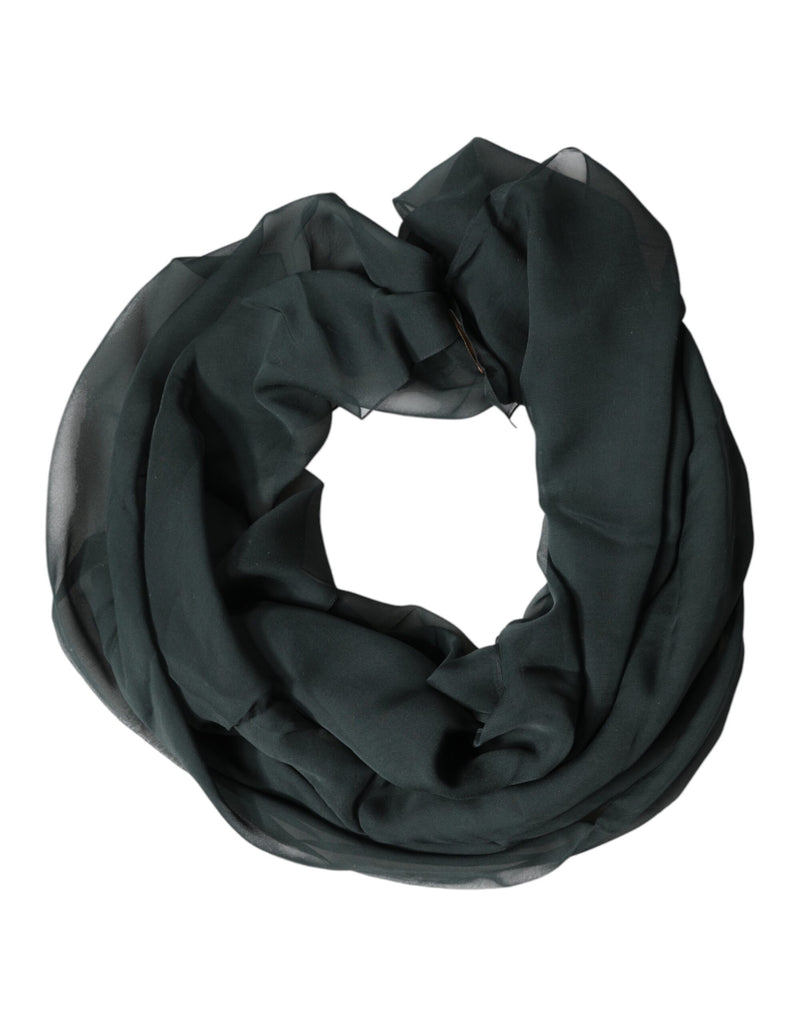 Dolce & Gabbana Dark Green Silk Neck Wrap Foulard  Scarf