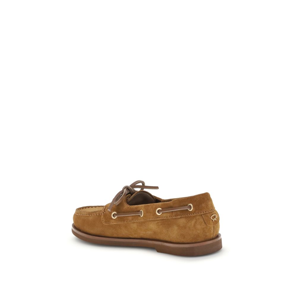 Gianvito Rossi Brown Calf Leather Bos Taurus Slip-On Loafers - ClickThatClicks 
