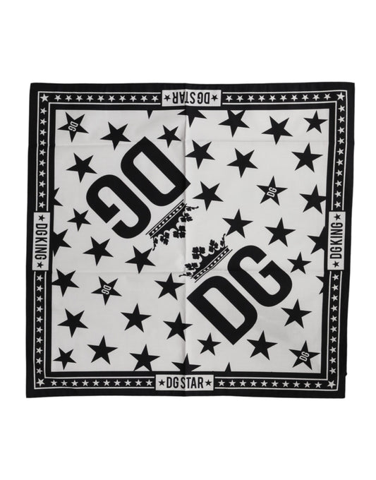 Dolce & Gabbana White DG Crown Print Square Foulard 52cm x 50.5cm Scarf - ClickThatClicks 