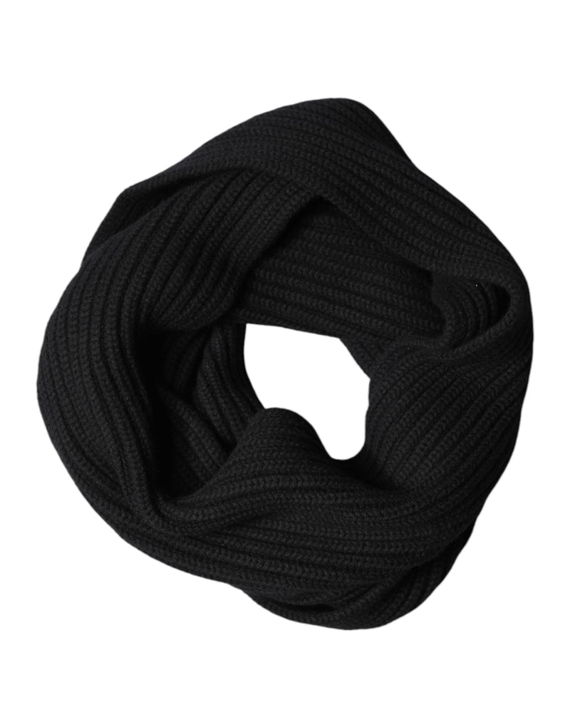 Dolce & Gabbana Black Cashmere Knit Neck Wrap Shawl 202cm x 26cm  Scarf