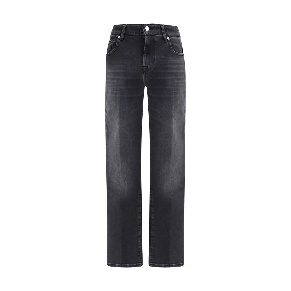 7FOR Black Cotton Straight-Leg Jeans - ClickThatClicks 