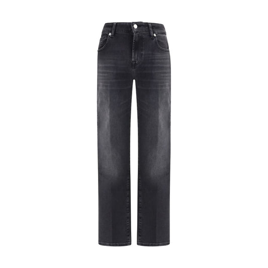 7FOR Black Cotton Straight-Leg Jeans - ClickThatClicks 