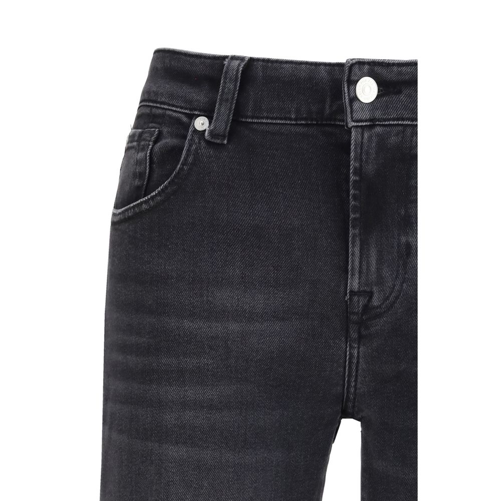 7FOR Black Cotton Straight-Leg Jeans - ClickThatClicks 