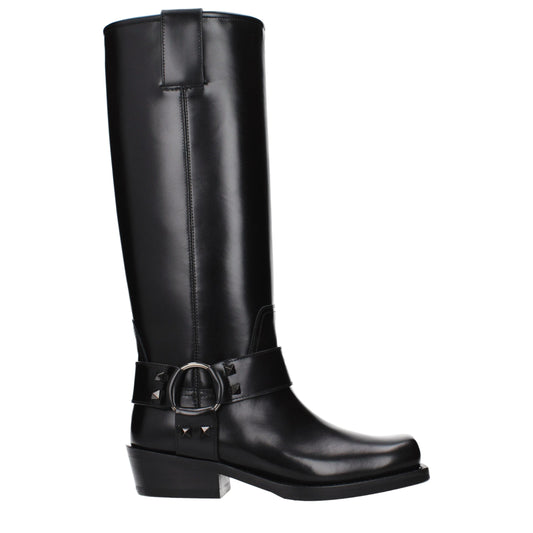 Valentino Garavani Black Leather Boots - ClickThatClicks 
