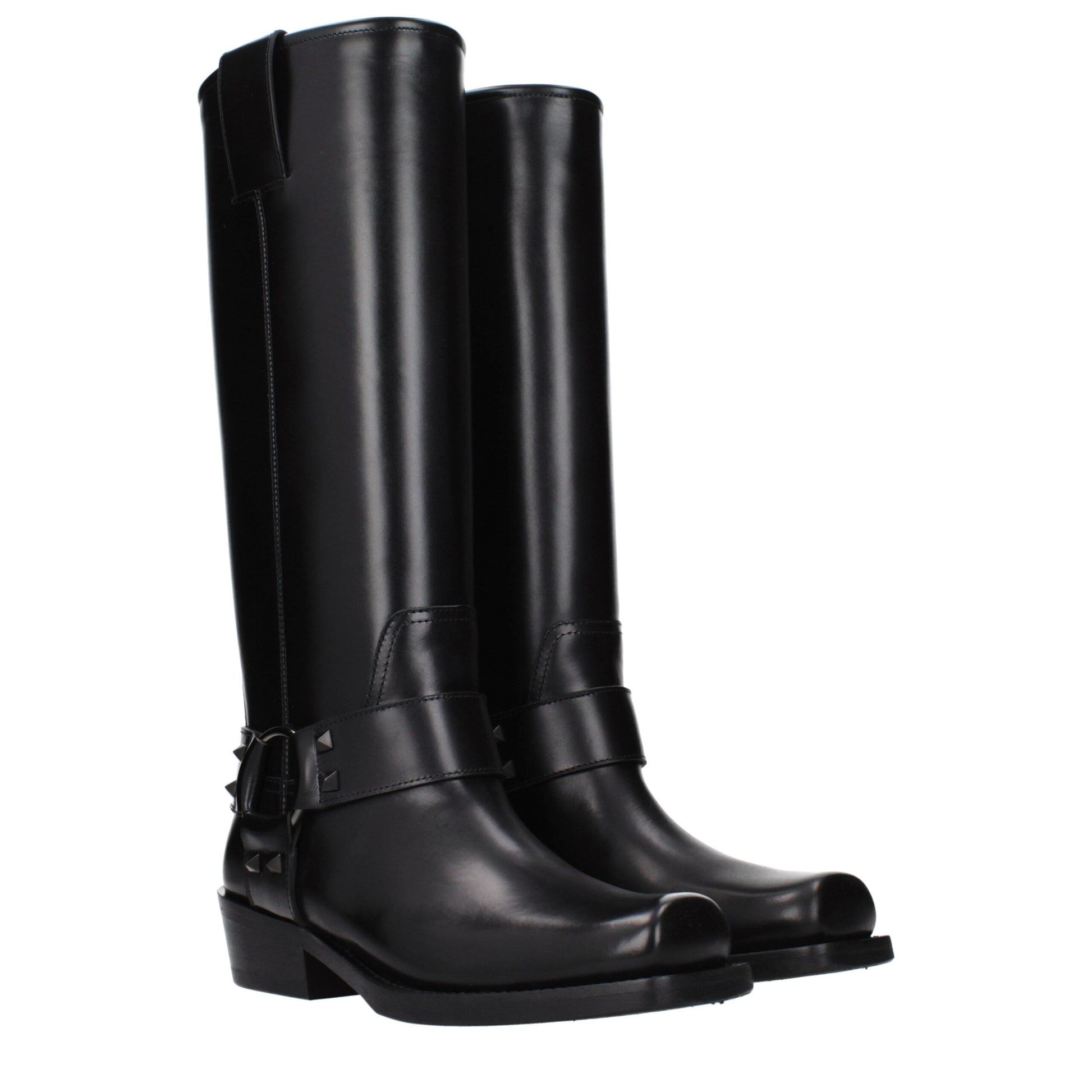 Valentino Garavani Black Leather Boots - ClickThatClicks 