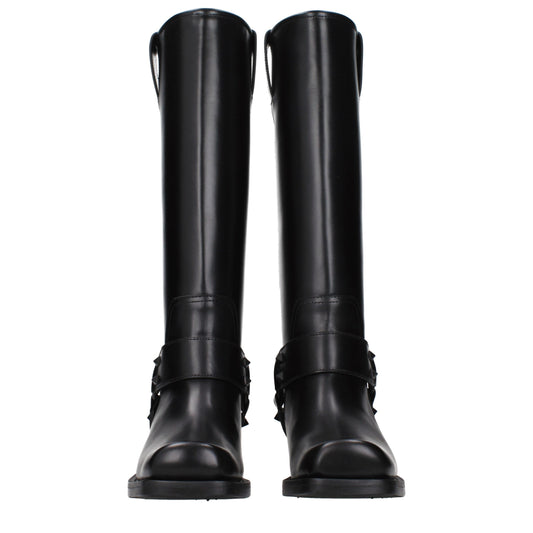 Valentino Garavani Black Leather Boots - ClickThatClicks 