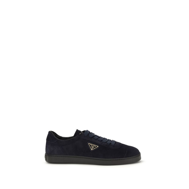 Prada Blue Calf Leather Bos Taurus Low Top Sneakers