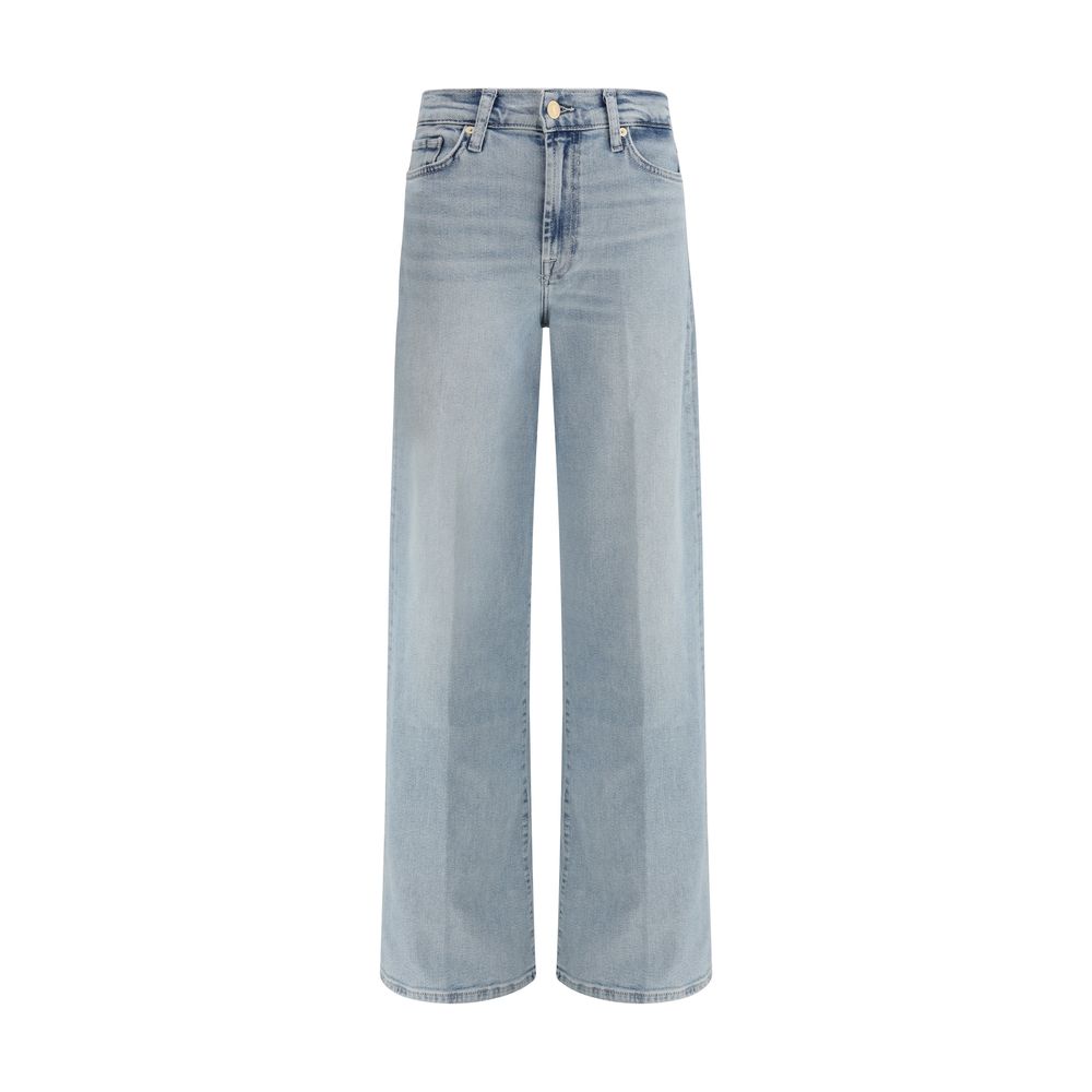 7FOR Light Blue Cotton Relaxed Fit Jeans