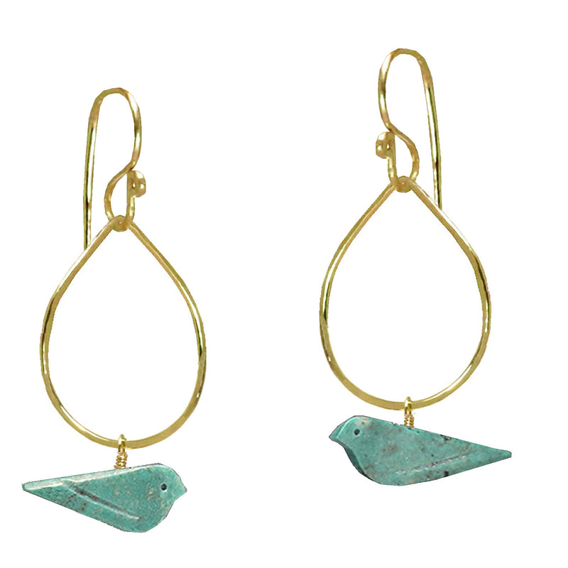 Hammered Drops with Turquoise Bird