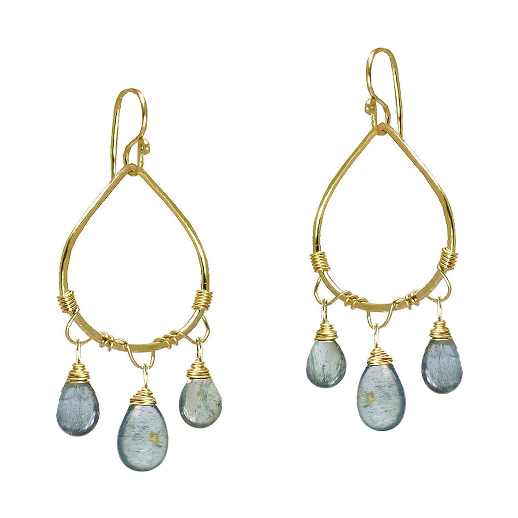 Hammered Drops with Moss Aquamarine