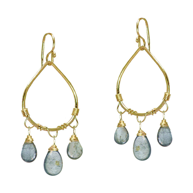 Hammered Drops with Moss Aquamarine