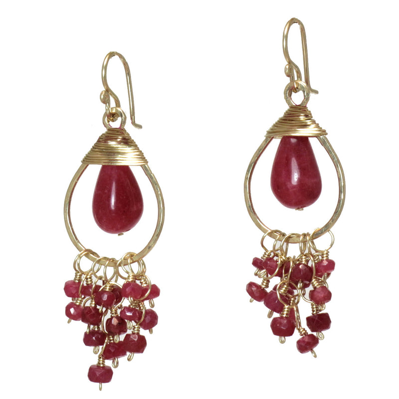 Hammered Drops with Rubies