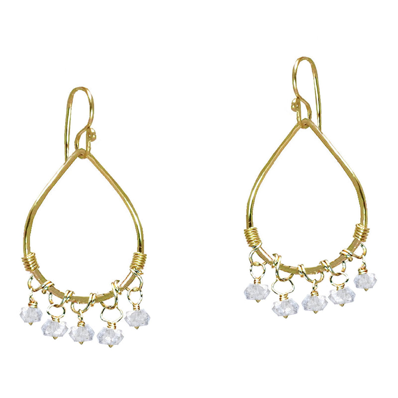 Hammered Drop Earrings with Herkimer Diamonds