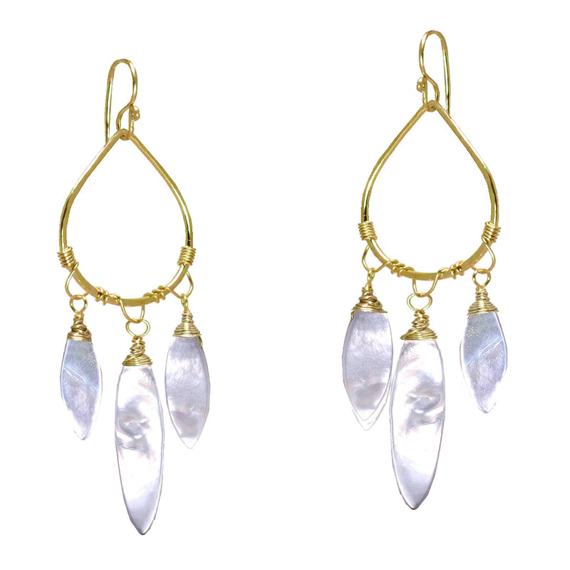 Hammered Drop Earrings with Mother of Pearl