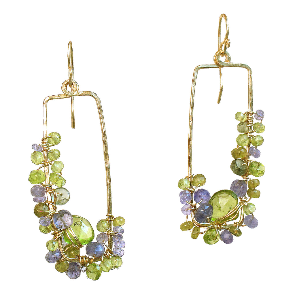 Hammered Rectangles with Amethyst, Tanzanite & Topaz