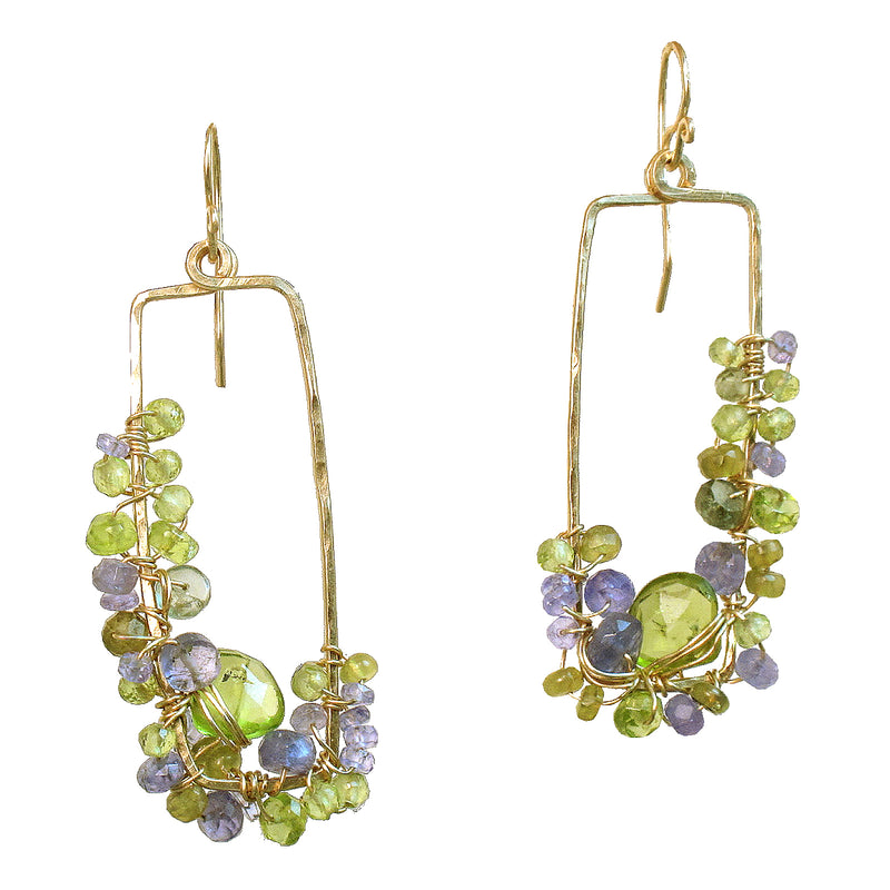 Hammered Rectangles with Amethyst, Tanzanite & Topaz