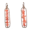Hammered Rectangle Earrings with Pink Coral