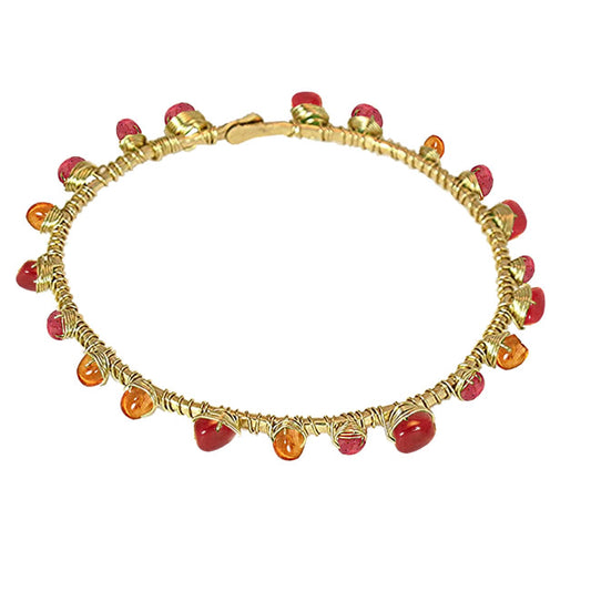 Yellow Bronze & Ebony Pearl Multi-Strand Cluster Bracelet