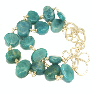 Russian Amazonite Bracelet with Scrolly Hammered Clasp